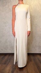 Missguided White Solid Metallic Accent One-Shoulder High Neck Maxi Dress 12