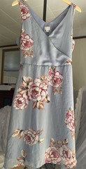 A.N.D Women’s Medium Grey Blue Floral Layered Dress