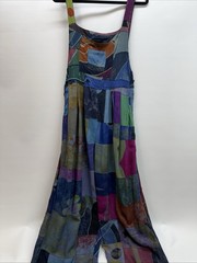 NWT Tanami Baggy Patchwork Overall Jumpsuit Sz M/L Handmade Pockets Boho Hippie