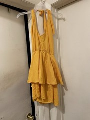 Women’s Mustard Yellow Halter Romper Dress Skort Style Size XS Fit & Flare