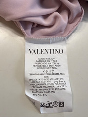 RED Valentino Mauve Pink Long Sleeve Dress Black Lace Empire Waist V-Neck Size L