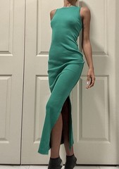 Universal Thread Green Ribbed Knit Bodycon Maxi Dress Side Slit Sleeveless XS