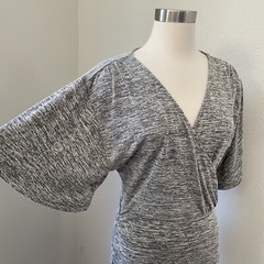 Leith Womens Medium Heather Gray Side Ruched Stretch Kimono Sleeve Knit Dress
