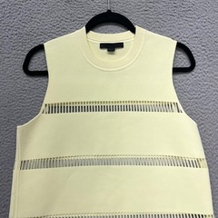 Alexander Wang Mini Dress Womens S Butter Yellow Italian Yarn Sheer Sheath