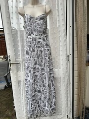 STUNNING UNION JACK CHIFFON MONOCHROME MAXI DRESS SZ 14 / 16 G21 BNWT CORONATION