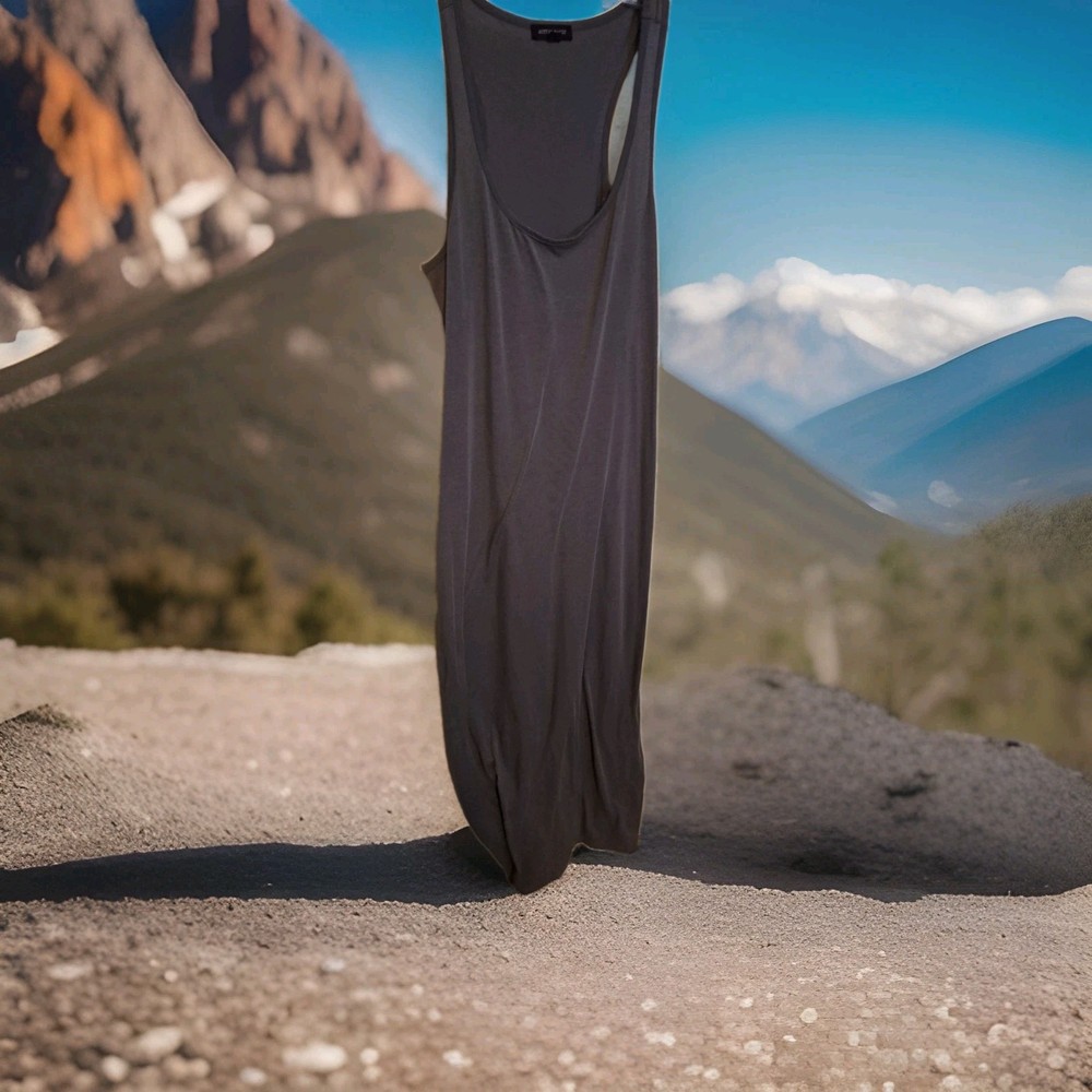 Active Basic Grey Large Jetsey Long T- Shirt Sheath Dress 0064