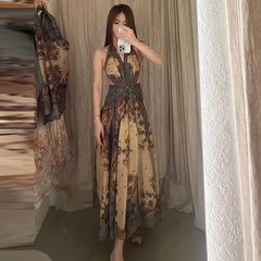 NWT ZIMMERMANN Elegant Halter Backless Long Maxi Dress Vacation Women