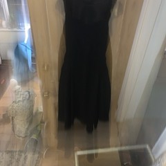 Black Midi Ball Gown Evening Dress Bandage bodice Silk fit flare L.K. BENNETT 10
