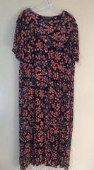 Vtg J.G. Hook Cherry Print Short Sleeve Maxi Dress Women Button Front Sz XLG D7