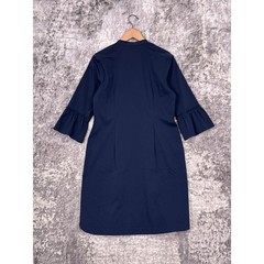 New Foxcroft Dress 8 Womens Navy Blue Non Iron Stretch Band Collared Shirt Style