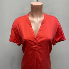 Vineyard Vines Womens Red Short Cuffed Sleeve V-Neck Over-Dyed Tunic Dress 6