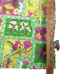 VINTAGE SANIBEL SPORT Patchwork Floral Pink Green Yellow A-Line Resort Beach Med