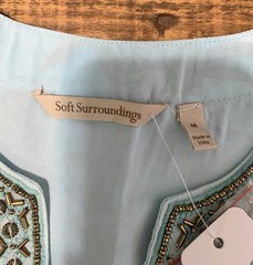 NWT Soft Surrounding Gilded Baroque M Blue Multi Floral Bohemian Beaded Resort