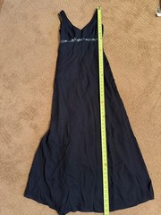 Michaelangelo Empire Waist Evening Gown Beaded Black Long V Neck 4 Y2K