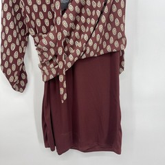 Bobeau Paisley Print Shift Dress Size Large Maroon & Ivory Fully Lined NWT