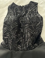 Jolene Size 2 Short A-Line Black Prom Party Dress Flared Tiered Sequin Open Back