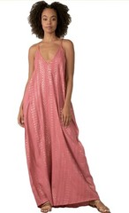 Elan Womens Medium Cleo Spaghetti Straps Metallic Maxi Dress Flowy