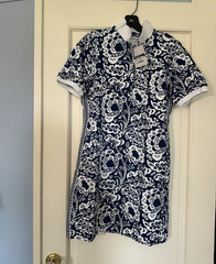 Gretchen Scott Serve It Up Shift Dress Floral Navy/White Collared M cotton