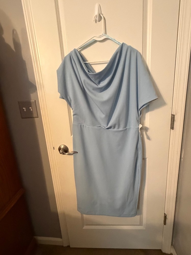 Alexia Admor Halogen Blue Draped Cowl Neck Dress XL