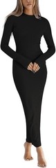 LACOZY Women&rsquo;s Long Sleeve Bodycon Midi Pencil Dress Fitted Formal Party-Black S