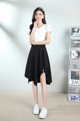 Spring Summer Asymmetric High Waist Draped Fashion Personalized Street Style Pur