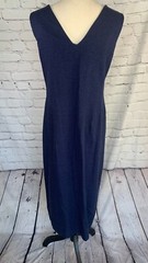 Southern Lady Long Pearls Buttons Front Dress Sleeveless Linen Rayon Womens 6.