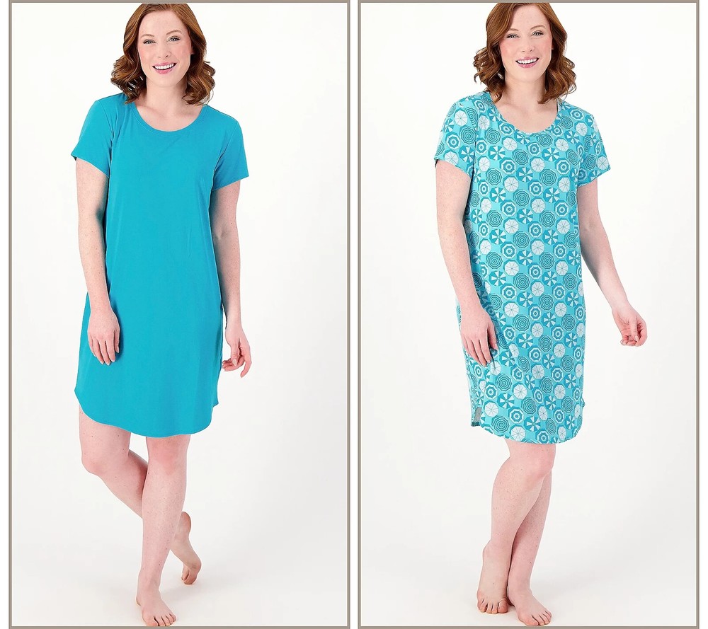 AnyBody Set of 2 Lush Jersey Dresses Teal / Umbrella Size M A591661