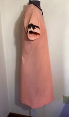 Handmade 60s Mod Retro Mini Shift Dress Size M Pink Salmon Contrast Bow Twiggy
