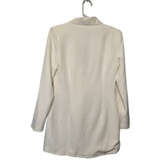Pretty Little Thing White Gold Button Blazer Double Breasted Dress Size 6 UK 10