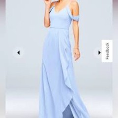 NWT David&rsquo;s Bridal Cold Shoulder Chiffon Bridesmaid Dress in Ice Blue Size 16