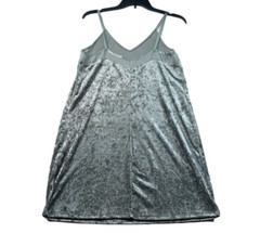 Shift Slip Dress Womens size Medium Gray Velvet Spaghetti straps Mini Dress New