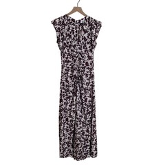 Madewell Ruched Flutter Sleeve Midi Dress Chocolate Raisin Floral Size 00 NWT