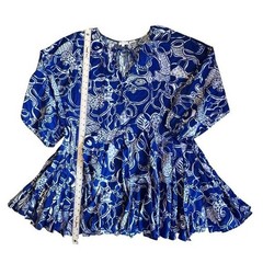 Rhode Women’s Sz M Blue Floral Print Mini Dress Emma Long Sleeve