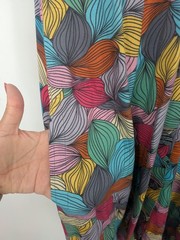Abstract Leaf Print Dress Button Front Boho Retro Artsy Bohemian Colorful Small