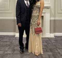 Golddiva London Sleeveless V-Neck blush Sequin Mesh Gown