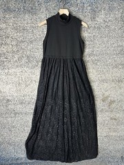 Nolitha Dress Womens Medium Black Lace Maxi Sleeveless Mock Neck Formal
