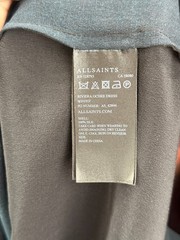$325 AllSaints Black Ruched Gathered Mini Silk Riviera Ochre Dress size 4/FR 36