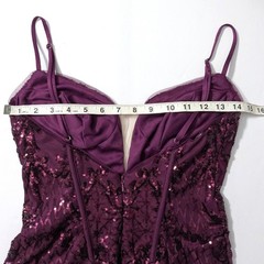 DB Studio Short Allover Sequin Illusion Plunge Mini Dress Sz 4 Purple NWT