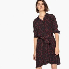 La Redoute Leopard Buttoned Down Shirt Dress Size 10 Belted Fitted RRP £65