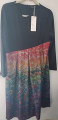 Tendency Black with Multi Color Design Long Sleeve Tunic Dress – Size Large EUC
