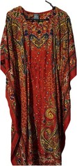 Women’s Kaftan Red, multi color,Boho MuuMuu Loungewear Coastal Beach Caftan