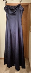 Morilee by Madeline Gardner dark purple satin A-line Ballgown w Embroidery