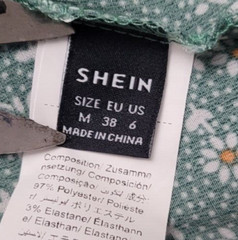 Shein Green White Wrap High Low Long Maxi Dress Floral V-Neck Short Sleeve Sz M