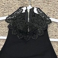 Black Lace Halter Mini Dress Fairy Grunge Gothic Bodycon Witchy Party Glam