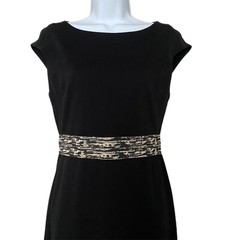 Alice & Olivia Women&rsquo;s Black Bodycon Burnout Elastic Panel Waist/Zipper Dress 4