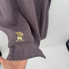 Studio CLIP Japan Linen Easy Pullover Dress Side Pockets Flower Embroidered Sz M