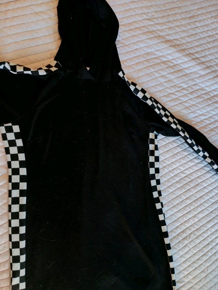 No Boundaries Hoodie Dress XL Black Check Pattern Long Sleeve