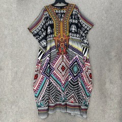 Goddess by Winlar Satin Kaftan Tunic Dress One Size Fits Most African Tribal