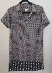 J. Crew Red Black Green Button Collared Short Sleeve Shirt Shift Dress Size 6