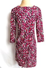 JUDE CONNALLY Size L Red Black Abstract Print Ruched UPF Jude Cloth Dress L